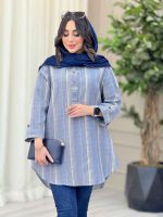 مانتو راه راه سه دکمه کد 6620 - تصویر 2