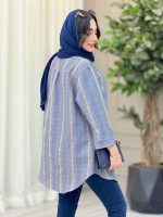مانتو راه راه سه دکمه کد 6620 - تصویر 5
