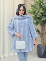 مانتو راه راه سه دکمه کد 6620 - تصویر 10