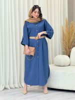 پیراهن بلند دو جیب آستین پاگن کد 6632 - تصویر 2