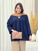 مانتو جلو بسته چین دار کد 6619 - تصویر 3
