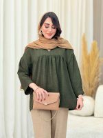 مانتو جلو بسته چین دار کد 6619 - تصویر 35