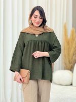 مانتو جلو بسته چین دار کد 6619 - تصویر 8