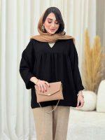 مانتو جلو بسته چین دار کد 6619 - تصویر 32