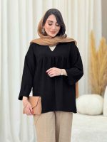 مانتو جلو بسته چین دار کد 6619 - تصویر 4