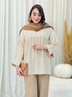 مانتو جلو بسته چین دار کد 6619 - تصویر 7