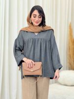 مانتو جلو بسته چین دار کد 6619 - تصویر 23