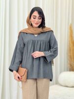 مانتو جلو بسته چین دار کد 6619 - تصویر 9