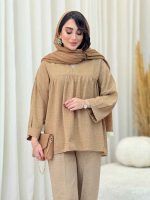 مانتو جلو بسته چین دار کد 6619 - تصویر 12