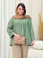 مانتو جلو بسته چین دار کد 6619 - تصویر 31