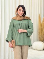 مانتو جلو بسته چین دار کد 6619 - تصویر 5