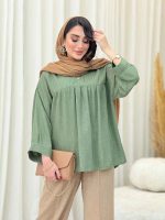 مانتو جلو بسته چین دار کد 6619 - تصویر 28