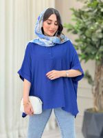 مانتو پانچ یقه دو دکمه کد 6649 - تصویر 2