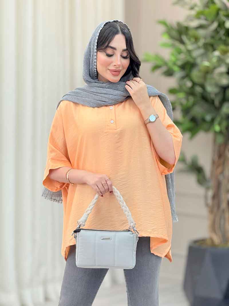 مانتو پانچ یقه دو دکمه کد 6649 مانتو پانچ یقه دو دکمه کد 6649