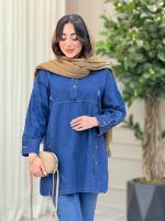 مانتو جین جلوبسته یقه دو دکمه کد 6419 - تصویر 2