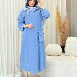 پیراهن جین کیف دار کد 6077