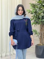 مانتو گلدوزی جلوبسته کمردار کد 6751 - تصویر 15