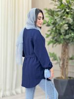 مانتو گلدوزی جلوبسته کمردار کد 6751 - تصویر 10