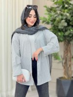 مانتو راه راه تک جیب همدم کد 6726 - تصویر 6