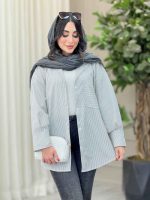 مانتو راه راه تک جیب همدم کد 6726 - تصویر 10