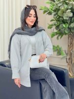 مانتو راه راه تک جیب همدم کد 6726 - تصویر 2