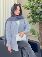 مانتو راه راه تک جیب همدم کد 6726 - تصویر 7