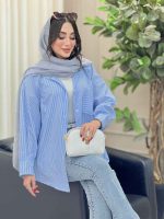 مانتو راه راه تک جیب همدم کد 6726 - تصویر 9