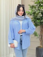 مانتو راه راه تک جیب همدم کد 6726 - تصویر 14