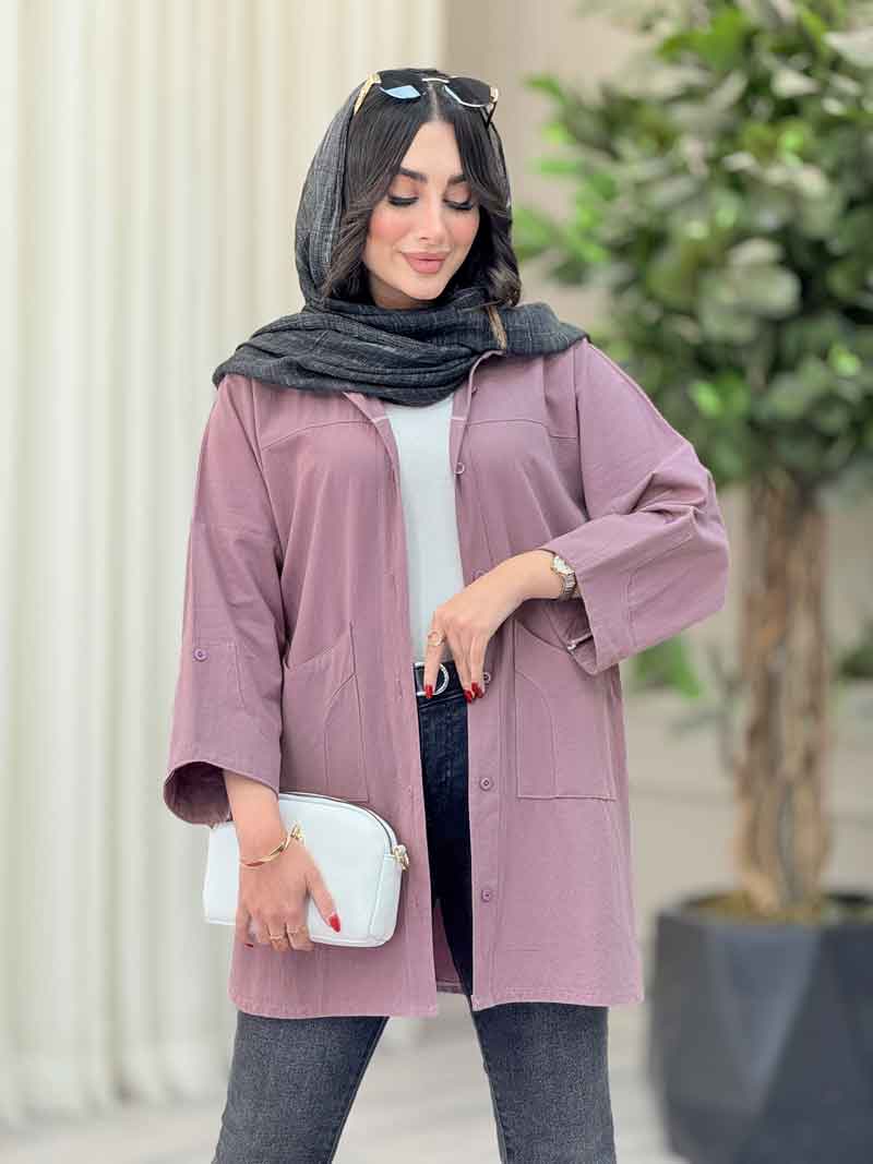 مانتو جیب برش دار پایین هلال کد 6781 مانتو جیب برش دار پایین هلال کد 6781