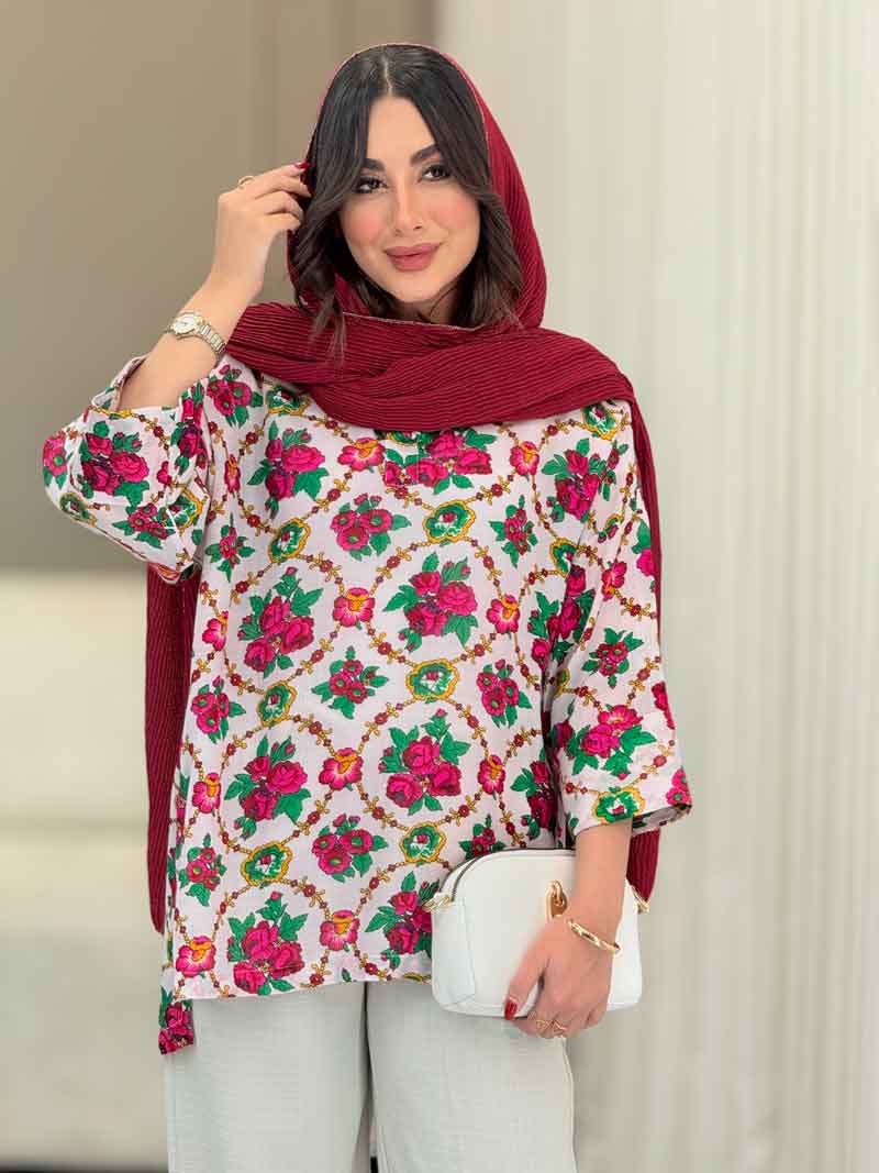 شومیز جلو بسته گلناز کد 6585 شومیز جلو بسته گلناز کد 6585