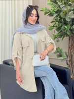 مانتو پانچ آستین پاگن جیب پاکتی کد 6755 - تصویر 4