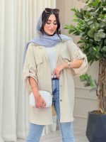 مانتو پانچ آستین پاگن جیب پاکتی کد 6755 - تصویر 13