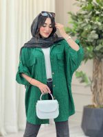 مانتو پانچ آستین پاگن جیب پاکتی کد 6755