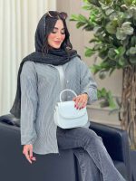 مانتو راه راه تک جیب اسرا کد 6793 - تصویر 2
