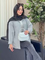 مانتو راه راه تک جیب اسرا کد 6793 - تصویر 4