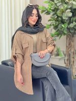 مانتو پانچ آستین پاگن جیب پاکتی کد 6755 - تصویر 17