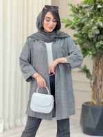 مانتو تک جیب راه راه بغل سه دکمه کد 6639 - تصویر 7