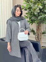 مانتو تک جیب راه راه بغل سه دکمه کد 6639 - تصویر 15