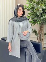 مانتو تک جیب راه راه بغل سه دکمه کد 6639 - تصویر 13