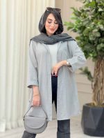 مانتو تک جیب راه راه بغل سه دکمه کد 6639 - تصویر 2