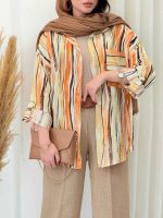 شومیز طرح دار ژینوس کد 6594
