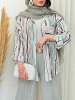 شومیز طرح دار ژینوس کد 6594 - تصویر 3