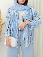 شومیز طرح دار ژینوس کد 6594 - تصویر 5