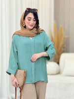 شومیز پیله دار جلو بسته کد 6617 - تصویر 4