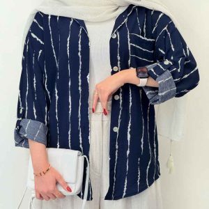 شومیز تک جیب بنفشه کد 6586