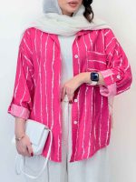 شومیز تک جیب بنفشه کد 6586 - تصویر 15