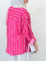 شومیز تک جیب بنفشه کد 6586 - تصویر 3