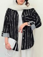 شومیز تک جیب بنفشه کد 6586 - تصویر 14