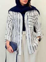 شومیز تک جیب بنفشه کد 6586 - تصویر 6
