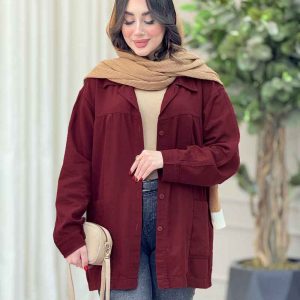 مانتو کتان پیله دار جیب پایین کد 6672